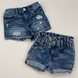 Baby GAP LOT OF 2 Denim Shorts, Ruffle Mom Distressed Stride Shorts Size 3 and 4